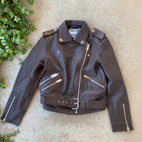 Walter Baker Jackets & Blazers - Walter Baker Allison Belted Leather Moto Jacket